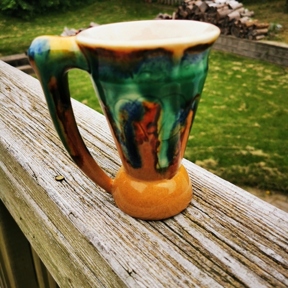 Vintage Wilfrid Roberge Pottery Mulicolour Slip Glaze Mug - Picture 7 of 16